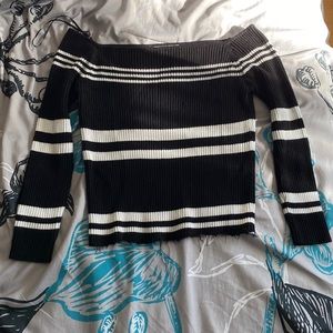 Black and white striped crop top